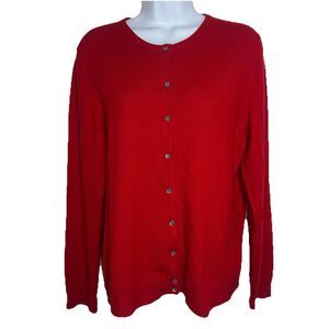 Charter Club Red Cashmere Button Front Cardigan Sweater Pearl Button Women Large
